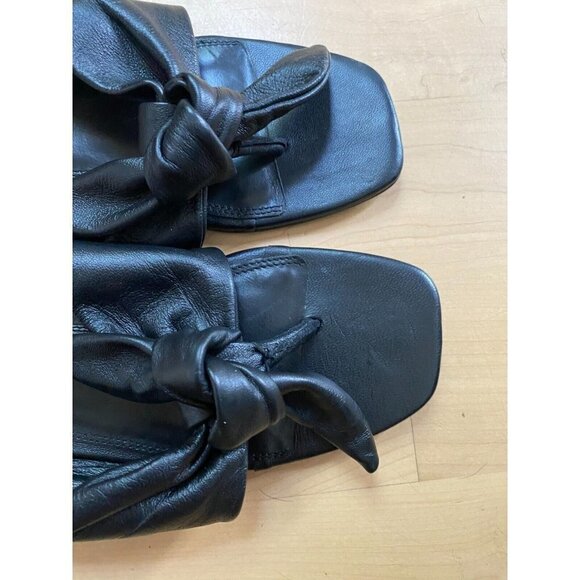 Black suede Studio Leather Knotted Thong Sandal BNWT women NEW - Picture 6 of 6